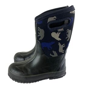 Bogs Little Boys sz 12 Rain / Snow Boots Insulated Waterproof Black Polar Bears